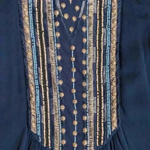 California MoonRise Dress Cold Shoulder Embroider Boho Blue Size XS New With Tag - Picture 5 of 13